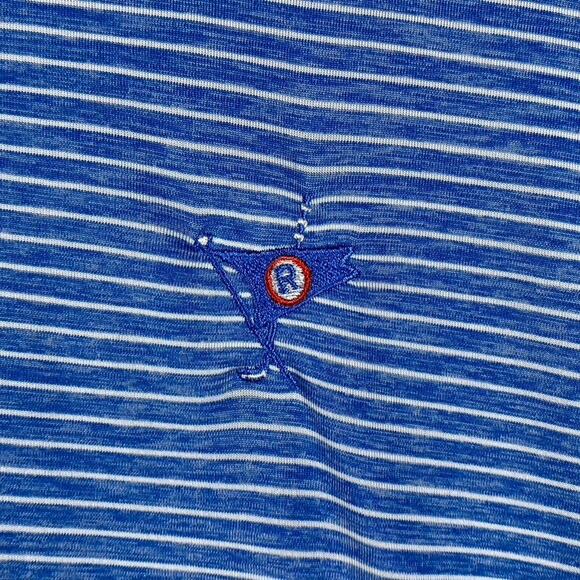 Footjoy Fj Golf Polo Shirt Men's Large Blue Striped Athletic Performance Causal - Picture 4 of 11